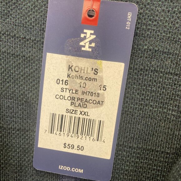 NWT Izod Poncho Sweater Womens XXL Blue Green Plaid Peacoat Wrap 2XL Cape - Picture 5 of 14